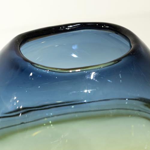 Glass Handmade Decorative Vase Ombre Centerpiece Vase with Yellow Base, Flower Vase for Home Decoration (Low vase) - size: low vase