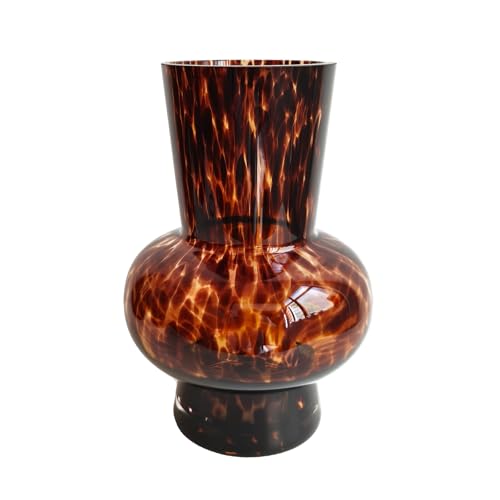 8" High Luxe Leopard Glass Vase — Unique Modern Amber Brown Centerpiece for Home Decor, Gifts & Everyday Elegance