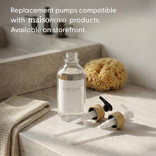 MaisoNovo Hand and Dish Soap Dispenser for Kitchen Set of 2-16.9oz Clear Dish and Hand Soap Dispenser Set for Kitchen - Clear Plastic Bottles x 2 with White Bamboo Pumps & Tray - color: Plastic Clear Bottles/White Bamboo Pumps