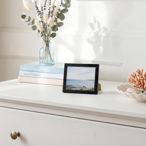Americanflat 3x4 Picture Frame - Slim Molding - Black | Wall or tabletop display with included easel, secure turn-tab backing, fits photos, posters and art - color: Black, size: 3x4