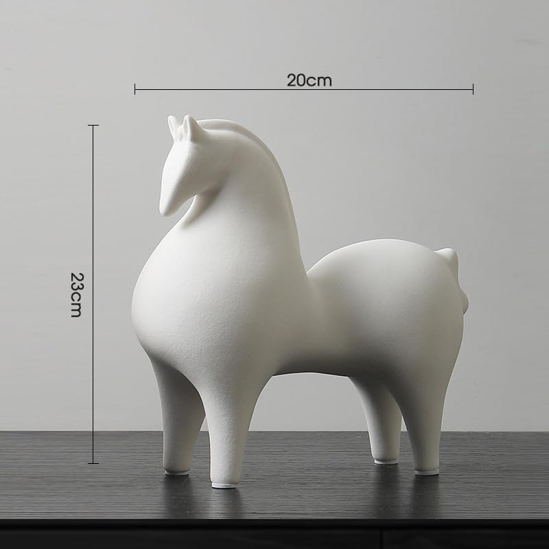 Modern Simple Ceramic White Horse Living Room Home Office Decoration (Lager White Horse) - size: Large