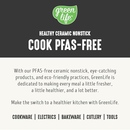 GreenLife 16 Piece Ceramic Nonstick Pots & Pans Cookware Set, Black & Cream | PFAS-Free Nonstick Coating, Stockpot, Frying Pans, Saucepans, Sauté Pan, Stay-Cool Handles, Dishwasher & Oven Safe up to 350F - color: Graphite Black, style: Soft Grip