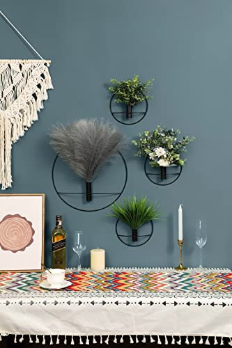 Pretty Jolly Boho Wall Decor, Wall-Mounted Metal Art, Hanging Artificial Pampas Display, Living Room, Bedroom, Bathroom, Diningroom, Fake Faux Plant 2 Pack Black Brown | Morden Artificial Greenery Display,2 Pack Coffee Hanging Planter For Living Room, Bed