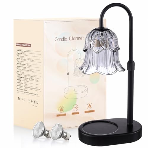 Candle Warmer Lamp Adjustable Timer Electric- Gray Flower Shaped Wax Melting Lamp - color: Gray