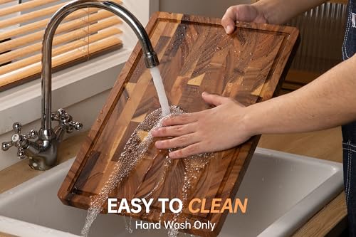 Walnut Cutting Board for Kitchen, Wooden Cutting Boards | End Grain Cutting Board with Juice Groove & Handles, 16.5", natural oil finish, non-slip feet,rounded edges, gift box - color: Walnut, size: 16.5"L x 11.6"W