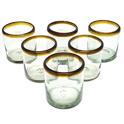 Amber Rim 8 oz DOF Rock Glasses (set of 6), Recycled Glass, Lead-free, Toxin-Free (DOF Rocks) - style: 8 oz DOF Rocks