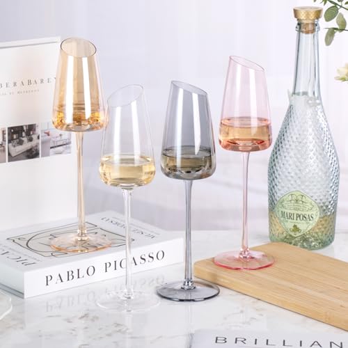 KAMMAK Crystal Red Wine Glasses Set of 2, 7.44 oz Stemmed Glasses, XH015 | Hand Blown, Bordeaux Wine Glasses, Thin Rim & Long Stem, Red & White, Daily Use, Wedding or Birthday Gift for Women - size: 8KPXH015