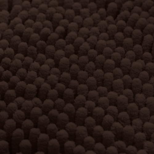 HOMEIDEAS 3 Pieces Bathroom Rugs, Ultra Soft Non Slip Absorbent Chenille Toilet Bath Mat Set (Brown) - color: Brown-brown, size: 17"x24"+20"x32"+U Shape 20"x24"