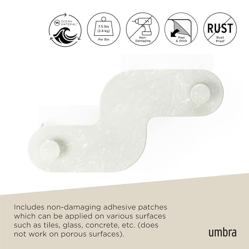 Umbra Nami Shower Caddy, Adhesive No Drill Bathroom, Set of 2, Ocean Sand | Waterproof construction, integrated drainage, rust-free, holds 6 lbs - color: Ocean Sand