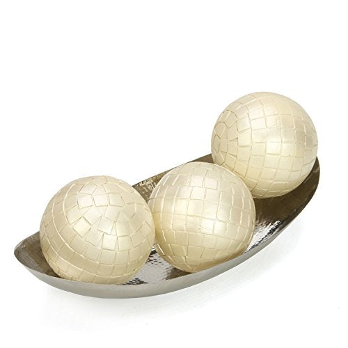 Hosley Hammered Stainless Steel Oval Bowl – 13.5” Decorative Centerpiece for Candles, Orbs, Potpourri & Table Styling | Modern Home & Event Décor - size: 13.5" Long x 1 count