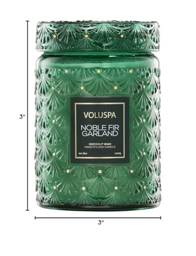Voluspa Noble Fir Garland, Large Candle Jar, 18oz, Coconut Wax Blend, Scented Candles for Home, 100 Hour Burn Time, Poured in the USA - color: 16 - Noble Fir Garland