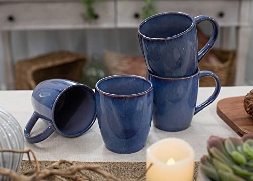 Elanze Designs Reactive Glaze 17 ounce Ceramic Curved Body Mugs Set of 4, Midnight Purple - color: Midnight Purple