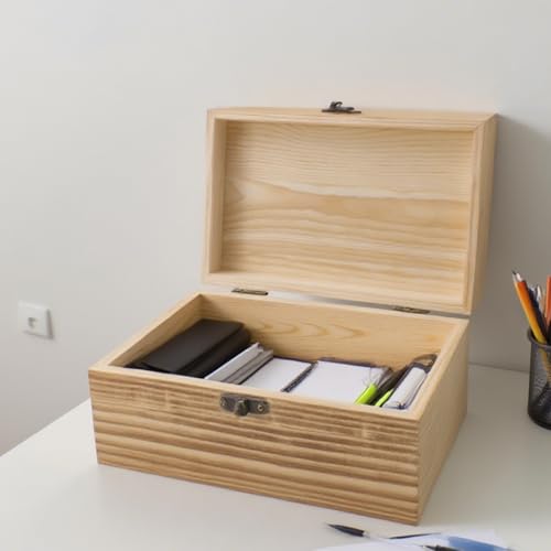 KUMGROT Wooden Box With Hinged Lid - Writable Vintage Gift Box | Handmade Solid Wood Storage for Photos, Jewelry, Coins, Cards - 5.5" x 2.4" x 2.1", Brown - style: Small Rectangular