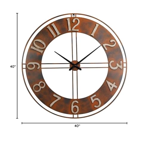 40-Inch Metal Decorative Rusty Wall Clock with Arabic Numerals - size: XX-Large