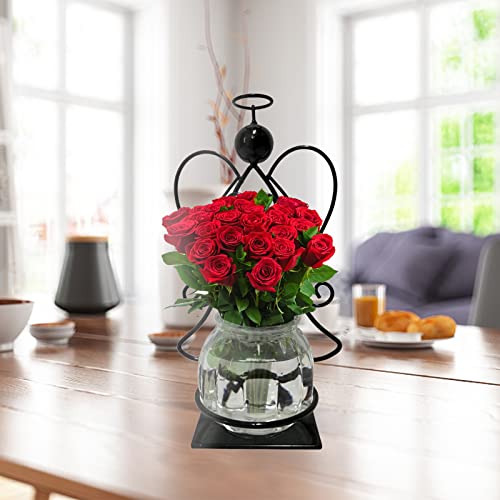 Angel Plant Terrarium with Metal Stand, Air Planter Bulb Glass Vase Metal for Hydroponics Home Garden Office Decoration-Plant Lover's Gift for Women (Angel)