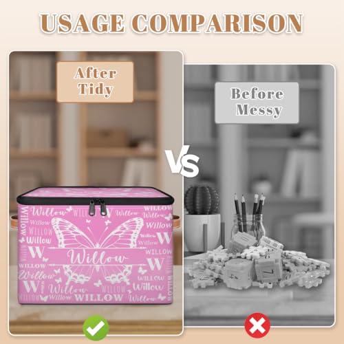 Custom Butterfly Keepsake Box, Personalized Name Gradient Memory Bin | Foldable Sturdy Large Storage Basket Containers with Handle Lid Lightweight Waterproof Dustproof, 14"L x 10.2"W x 10.4"H - color: Option 5