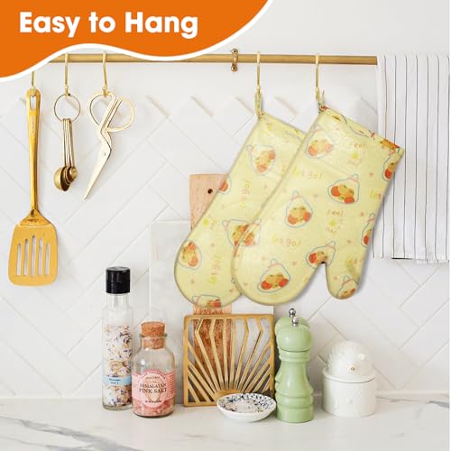 Silicone Oven Mitts Set Heat Resistant 2PCS Kitchen Mittens with Soft Cotton Lining Long Waterproof Non-Slip Oven Gloves for Cooking, BBQ, Baking-Fruit - color: Fruit