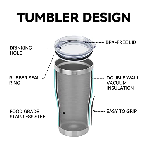 DOMICARE 20oz Tumbler with Lid Stainless Steel Tumblers Bulk, Double Wall Vacuum Insulated Coffee Travel Mug Powder Coated Tumbler, 1 Count (Pack of 1) Light Blue - color: Light Blue, size: 1 count