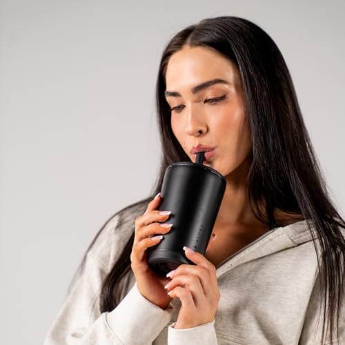 HydroJug Everyday Tumbler 14 oz, Ceramic-Lined Straw Cup, Black - color: Black, size: 14 Ounces