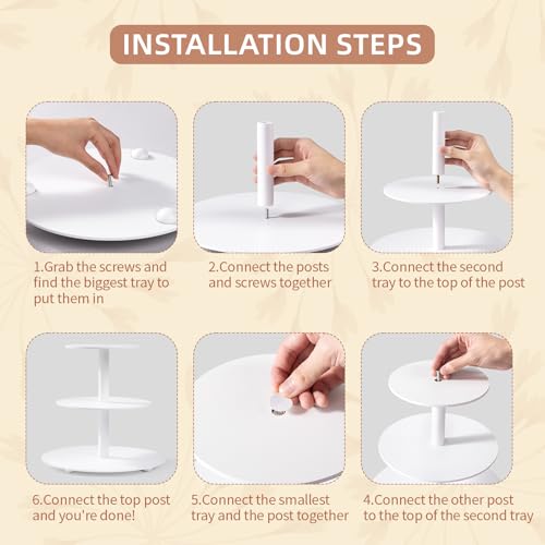 VIVIRBIEN 3-Tier Wood Cupcake Stand: 12in White Round stand for cupcake | Holds up to 33 Cupcakes-Easy to Assemble with Instruction-Tiered Cake Stand-Ideal For Wedding/Party/Birthday/Home Decor