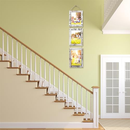 5x7 Wall Hanging Picture Frames Collage with 3 Opening White Frames - color: White, size: 5x7