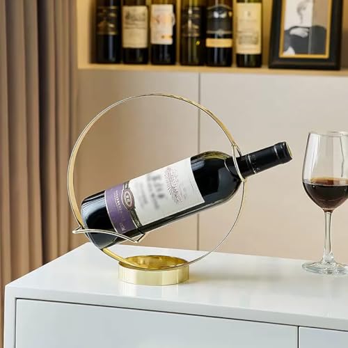 GeLive Gold Wine Bottle Holder Single Bottle Display Stand Freestanding Wine Rack Kitchen Table Decor Wine Shelf Countertop Artistic Home Crafts Decoration Coffee Bar Barware Accessory Wine Lover Gift
