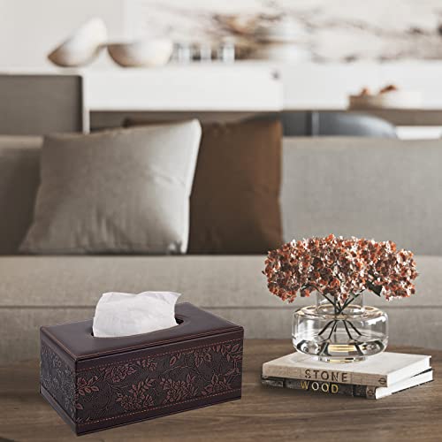 Antique PU Leather Tissue Box Holder Cover Rectangular Napkin Case Dispenser,Home Office Car Tissue Holder with Magnetic Bottom,Facial Tissue Organizer (Retro) - color: Retro