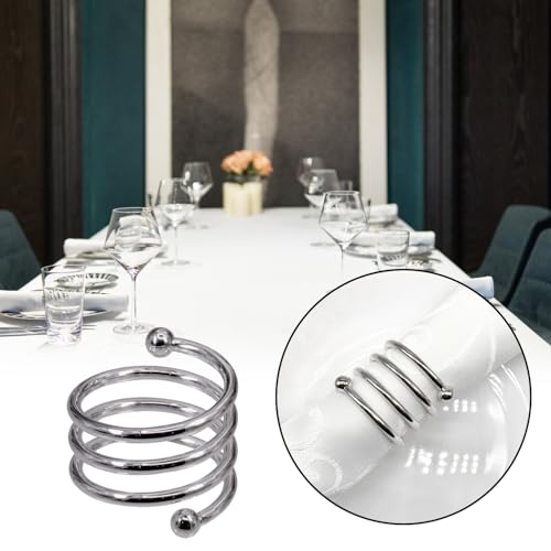 Patty Both 6Pcs Silver Dinner Napkin Rings Set - Napkin Holders for Cloth Napkins for Wedding Decorations Kitchen Dining Table Decor