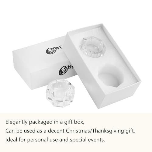 Kitcom Crystal Tea Light Candle Holders Pack of 2 for Tabletop Home Decor W2.36'' X H1.57'', Comes with Gift Box