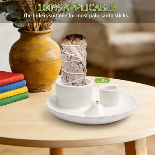 Palo Santo Sticks Holder, 4 in 1 Incense and Candle Holder White | 4 in 1 Incense and Candle Holder for Ash Catcher Tray for Meditation Yoga Room - color: White
