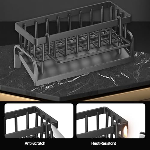 Sponge Holder for Kitchen Sink,Kitchen Sink Organizer caddy with Auto Drain Tray(Plastic) - color: ABS