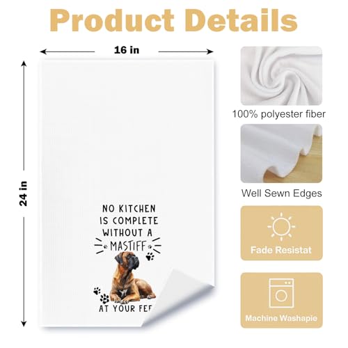 Mastiff Funny Dog Kitchen Dish Towels - Mastiff Waffle Weave Hand Towels,A Kitchen is Not Complete Without A MastiffHand Towel for Home Bathroom,Dog Lovers Gift,16×24 Inch - color: Mastiff at Your Feet