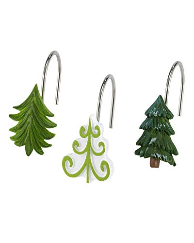 Avanti Linens - Shower Curtain Hooks, Holiday Bathroom Accessories, Set of 12 (Christmas Trees Collection) - size: Shower Hooks