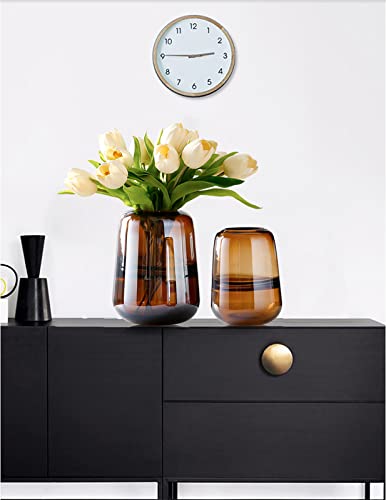 Modern Minimalist vase, Crystal Glass vase, vase, Flower vase, Dried Flower vase(Amber)