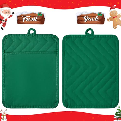 R HORSE 6 Pack Christmas Red Green Pot Holders with Pockets, 7''x 9'' | Cotton Kitchen Hot Pads, Heat Resistant Oven Mitts, Non-Slip Potholder Terry Cloth, Ideal for Baking, Cooking, Christmas Gift - color: Red, Green