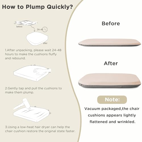 AddGrace Memory Foam Chair Cushions for Dining Chairs Set of 4 Light Pink | 17.5"x17.5"x1.5", with Ties and Non Slip Bottom, Washable Cover, Soft and Skin-friendly Fabric, for Kitchen Dining Room - color: Light Pink