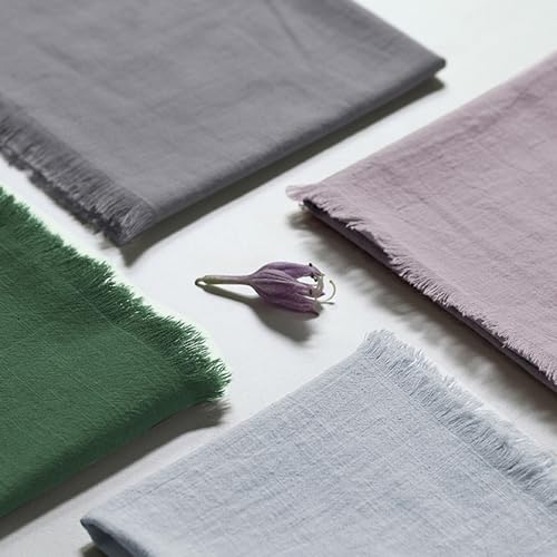 Handmade Cloth Napkins 100% Cotton Napkins with Fringe,Delicate Handmade Cloth Napkins for Dinners, Parties, Weddings and More,18 x 18 Inch Set of 4 - Light Grey - color: Light Gray