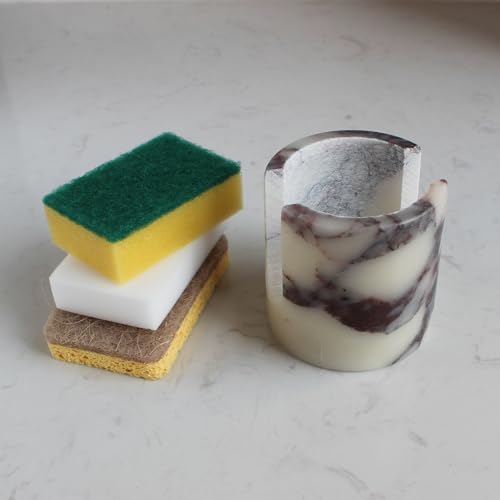 Natural Marble Travertine Sponge Holder for Kitchen Counter, Drying Rack, Sponge Caddy for Sink Organizer - Calacatta Viola Marble - color: Calacatta Viola Marble