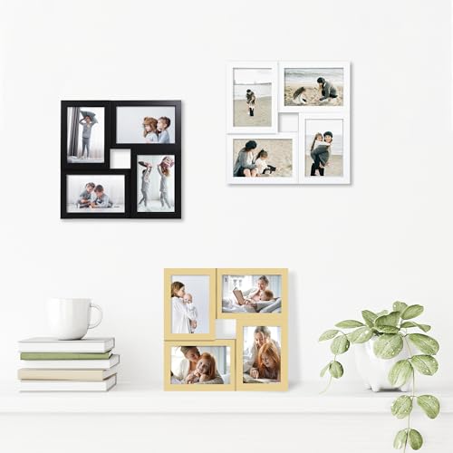 4x6 Picture Frames Collage 1 Pack, 4 Opening Multi Family Photo Collage Frames with Real Glass for Wall Hanging or Tabletop, White - color: White