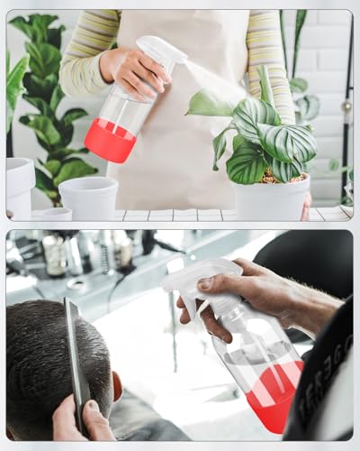 Rionisor Glass Spray Bottles with Silicone Sleeve Protection, Empty 16OZ Reusable Spray Bottles, Refillable Containers with Spray Nozzles for Cleaning Solutions, Plants and Essential Oils 1 Pack Red - color: Red, style: 1 Pack
