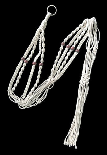1 PCS Macrame Plant Hanger & Holder, Hanging Planter 4 Legs Double Deck for 8 inch to 10 inch Two Pots Indoor Outdoor Hanging Planter Hemp Rope 67 Inch with Metal Ring (Cotton) - color: Beige