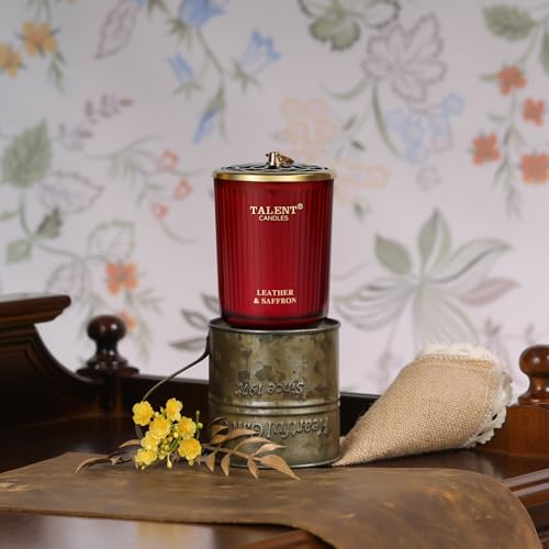 Jar Candles for Home Scented - Aromatherapy Candles Gifts for Women & Men - Natural Soy Candle - 8.4oz Traditional Style - Leather & Saffron - color: Leather & Saffron