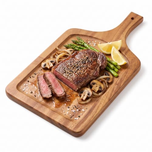Thick Wooden Charcuterie & Cutting Board, House Warming Gifts New Home | Built-in juice groove | Smooth polished finish | Countertop friendly | Versatile prep & serving