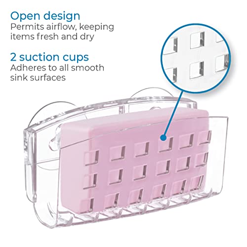 iDesign Kitchen Sink Suction Holder, Clear, Large | For Sponges, For Scrubbers, For Soap - size: Large