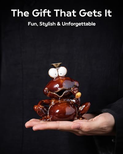 Backflow Incense Burner Ceramic, Funny Smoking Frog Incense Holder, Novelty Aromatherapy Ornament Home Decor for Yoga & Meditation - size: Chill Smoking Frog