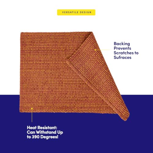Sweet Home Collection 100% Cotton Placemats for Dining Room Rectangle Two Tone Woven Fabric 13" x 19" Soft Durable Table Mat Set, Set of 6, Rust - color: Rust, size: Rectangle 13" x 19"