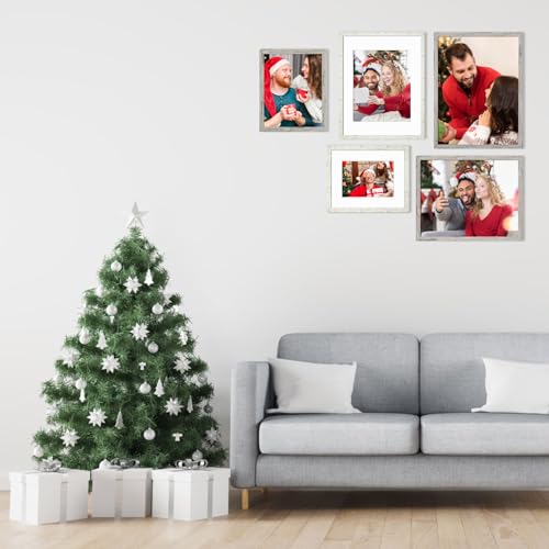 Picture Frames 11x14 Set of 6, Distressed Grey Photo Frame, Display Pictures 8x10 with Mat or 11x14 Without Mat, Washed Farmhouse Frame - color: Distressed Gray, size: 11x14