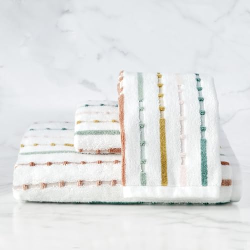 SKL Home Modesto Stripe 100% Cotton Premium Bath Towel, 600 GSM, Soft & Absorbent, Reversible Jacquard, Multi - color: Modesto Stripe, style: Bath Towel