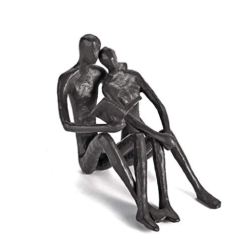 Ambipolar Romantic Reading Couple Bookshelf Decor, Cast Iron Bookend, Aesthetic Room Decor, Office Desk Decor, Home Decorative Bookend for Heavy Books, Satin Black