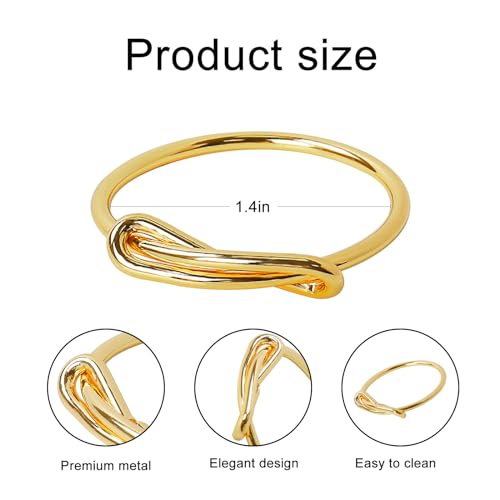 wonlex Gold Napkin Rings Set of 12, Elegant Modern Napkin Ring Buckles Cute Brushed Napkin Rings Serviette Napkin Holder Ring for Weddings Dinner Engagement Party Table (Infinity Knot-Gold) - style: Infinity Knot-Gold
